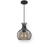 Lámpara colgante de metal color negro y tulipa de cristal. bombilla e27. (disponible también lámpara de 3 luces) ref. 091-1b