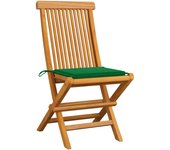 Sillas de jardín 6 uds con cojines verdes madera de teca