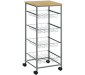 Carro de cocina homcom acero y mdf plata 36.5x36.5x89 cm 801-056