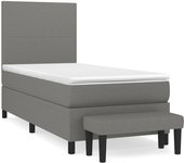 Cama con somier tapizado y colchón de tela gris oscuro 90x200 cm