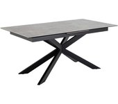 Mesa norsica 685, negro, gris, 76x90x168cm, alargamiento, cerámica, vidrio templado, metal