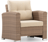 Sillón / butaca aluminio y ratán sintético con cojines - bolonia