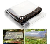 Lona protectora impermeable transparente de 200 x 500 cm, ideal para cubrir un invernadero, terraza o jardín