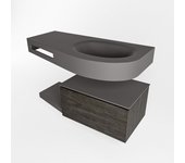 Mondiaz riva 100cm mueble bajo para lavabo repisa dark brown 1 cajón. lavabo derecho sin orificios dark grey