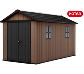 Casita de jardín nido plus 7513/1375 evotech marrón con opción de montaje doble