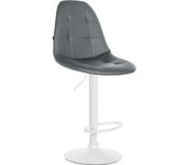 Taburete de bar x1 con reposapiés asiento giratorio regulable en altura en pvc gris estructura de metal blanco 10_0004831