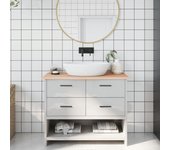 Mesa de baño 100x40x2 cm madera maciza sin tratar