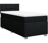 Cama somier tapizada con colchón de tela negra 90x200 cm