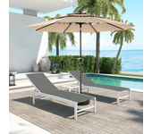 Sombrilla con manivela, sombrilla de exterior resistente, sombrilla de estructura de acero sin base, toldo, 290 cm (caqui)