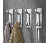 Gancho de pared adhesivo,perchero de cocina, perchero adhesivo, montaje en pared sin taladrar, impermeable, antioxidante, plateado, 4 piezas
