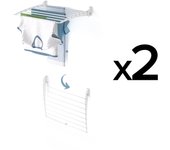 2x tendedero de pared dos piezas, tendedero para balcón, foxydry fold down blanco 62x50x10 cm