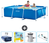 Paquete de piscina - intex - rectángulo - 220x150x60 cm + accesorios cb12