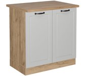 Vicco armario bajo para fregadero r-line, blanco casa de campo, 80 cm , et roble