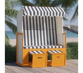 Maison exclusive - silla playa strandkorb dosel ratán sintético madera blanco azul