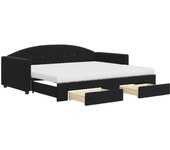 Sofá cama nido con cajones terciopelo negro 90x200 cm