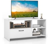 Costway mueble para tv para pantallas de hasta 50, mesa moderna de consola multimedia con 3 compartimentos abiertos y un cajón, centro de entretenimi