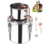 Vevor destilador 11,4l, caldera de acero inoxidable para alcohol y agua con serpentina de cobre, kit para vino whisky, uso casero, plateado