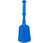Relaxdays desatascador de tuberías potente, con ventosa, 49x15,5 cm, desatascar wc, fregadero y ducha, plástico, azul