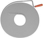 Relaxdays desatascador de tuberías, 15 m, para desatascar fregaderos, desagües y duchas, espiral, acero, platedo y rojo