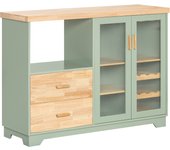 Aparador cocina para microonda buffet para comedor con 2 puertas 2 cajones y 1 compartimento abierto verde 120 x 40 x 90 cm fsb81-gr sobuy es