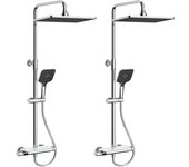 2pcs cecipa max elegante columna de ducha termostática 38°c set de ducha con mesa de almacenamiento de vidrio, teleducha de 3 funciones, cromo