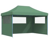 Tienda de fiesta plegable pop-up con 3 paredes laterales verde