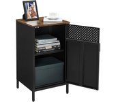 Aparador industrial de acero con puerta de cierre magnético, estante ajustable, ahorro de espacio, marrón rústico y negro