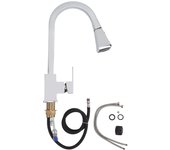 Grifo de fregadero de cocina 2 en 1, grifo de fregadero de cocina con forma de arco universal de latón y acero inoxidable