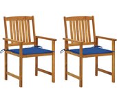 Juego de 2 sillas de jardín con cojines de madera maciza de acacia.