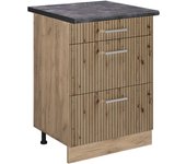 Vicco mueble bajo de cocina r-line, roble artesanal, 60 cm con cajones, et antracita