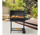 Barbacoa de carbón armento con 2 ruedas termómetro acero - negro [casa.pro]