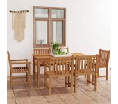 Conjunto de comedor de jardín 7 piezas madera maciza de teca