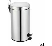 Cubo de basura con pedal confortime plateado 30 l (2 unidades)