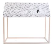 Tipi infantil de madera de pino con textil dibujo gatos.