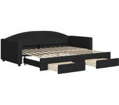 Sofá cama | cama para adultos nido con cajones tela negro 90x200 cm cfw702449