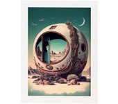 Nacnic poster cápsula acogedora en estilo surrealismo cinematográfico ilustraciones y grabados de historieta abstracta para a3 marcos blanco