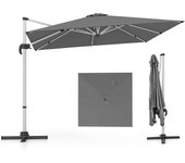 Costway sombrilla terraza exterior rectangular con base 3x3m, parasol jardin excentrico, rotación de 360°, inclinación ajustable, guarda sol jardin ex