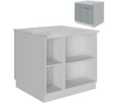 Vicco isla de cocina fame-line, azul claro-gris, 90 cm con cajón, sin encimera