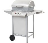 Barbacoa portátil de gas con 2 zonas plateada acero inoxidable