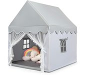 Tienda de juegos para niños, interior y exterior, castillo de jardín, para niños y niñas, con alfombra gruesa, para navidad, 105x120x140cm, gris
