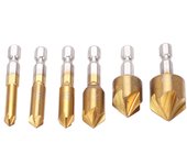 Juego de 6 brocas avellanadas con vástago hexagonal para metal, 90 grados, 6 mm a 19 mm, accesorio para herramienta de chaflán