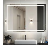 100 x 70 cm espejo de baño led con iluminación, botón táctil,antivaho