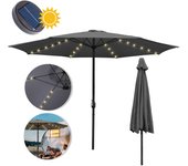 Sombrilla recta led solar jardín protección uv, resistente e impermeable para terraza y balcón ø350cm gris