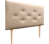 Dhome cabecero de polipiel con 3 hileras intercaladas de botones y patas cabezal tapizado cama lujo (champán, 105cm)