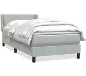 Somier de láminas y colchón de terciopelo gris claro 90x210 cm