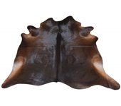 Tapete de piel de vaca marrón oscuro de 214 x 240 cm