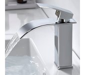 Grifo para fregadero de baño de 3/8 de pulgada, grifo en cascada para cocina, grifo moderno de acero inoxidable (incluye 2 tubos de entrada de agua)