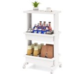 Costway carro de almacenamiento de 3 niveles, carrito auxiliar con ruedas bloqueables de plástico, carrito de servicio multifuncional para cocina, bañ