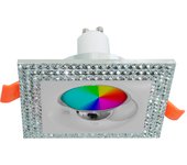 Agujero de foco empotrable cuadrado 65mm lámpara de purpurina led rgb gu10 techo de color claro discoteca bar tienda 230v plata rgbw + 3000k
