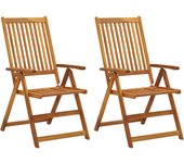 Sillas de jardín reclinables 2 uds madera maciza acacia cojines